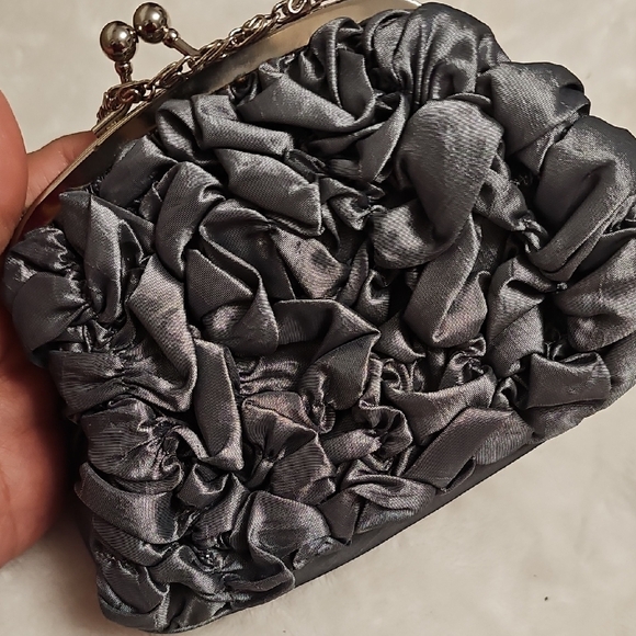 Chic Silver Ruffled Clutch - Picture 2 of 6